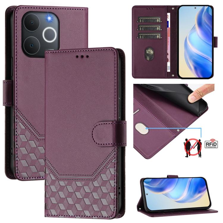 Honeycomb Embossing RFID Leather Phone Case, For Realme 16 Pro 5G Global, For Realme C71 4G India / Note 70 4G, For Realme C85 5G / 15x 5G India, For Realme P4 Pro 5G