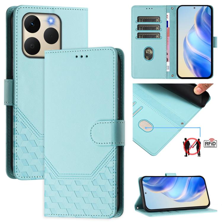 Honeycomb Embossing RFID Leather Phone Case, For Realme P4 5G, For Realme 15T 5G Global, For Realme 15 / 15 Pro 5G Global, For Realme C71 4G Global