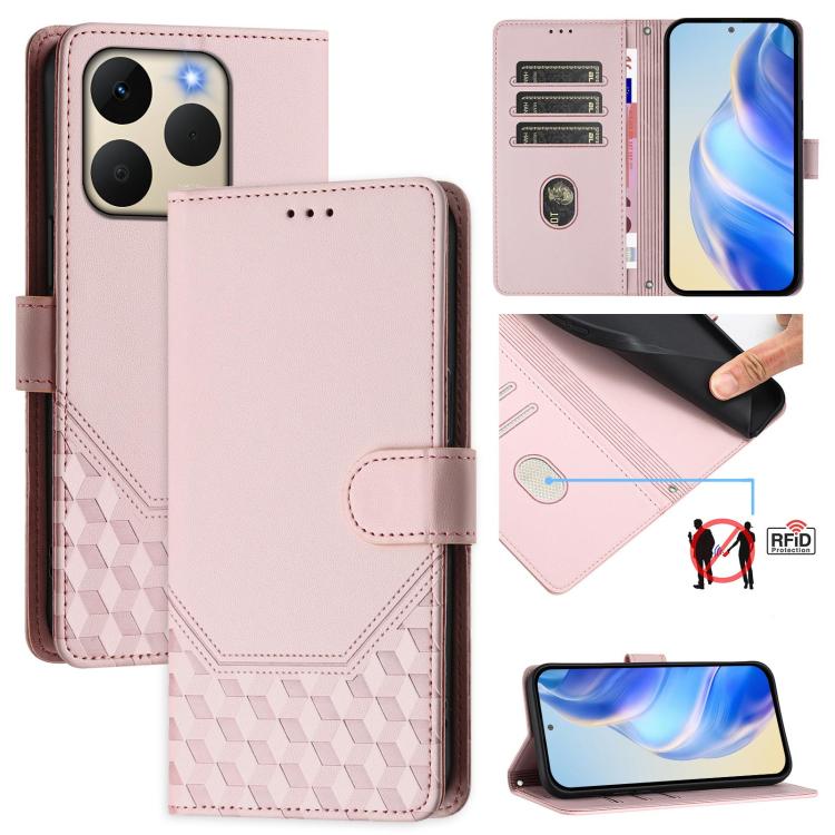 Honeycomb Embossing RFID Leather Phone Case, For Realme P4 5G, For Realme 15T 5G Global, For Realme 15 / 15 Pro 5G Global, For Realme C71 4G Global