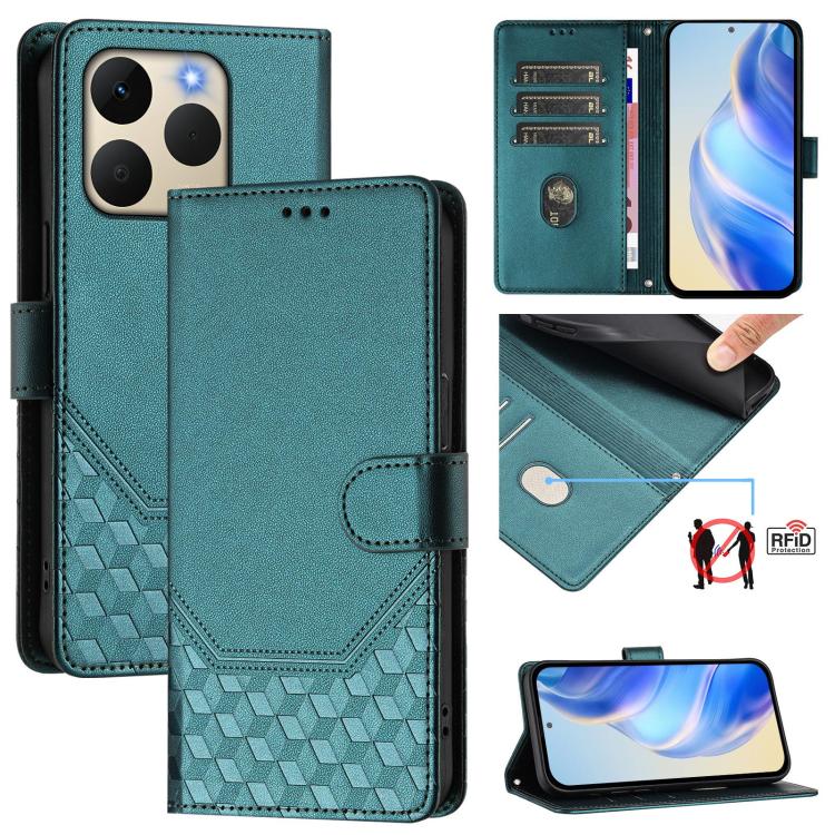 Honeycomb Embossing RFID Leather Phone Case, For Realme P4 5G, For Realme 15T 5G Global, For Realme 15 / 15 Pro 5G Global, For Realme C71 4G Global
