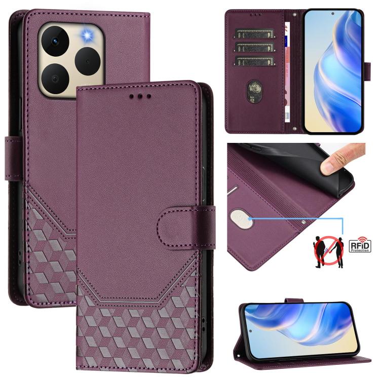 Honeycomb Embossing RFID Leather Phone Case, For Realme P4 5G, For Realme 15T 5G Global, For Realme 15 / 15 Pro 5G Global, For Realme C71 4G Global