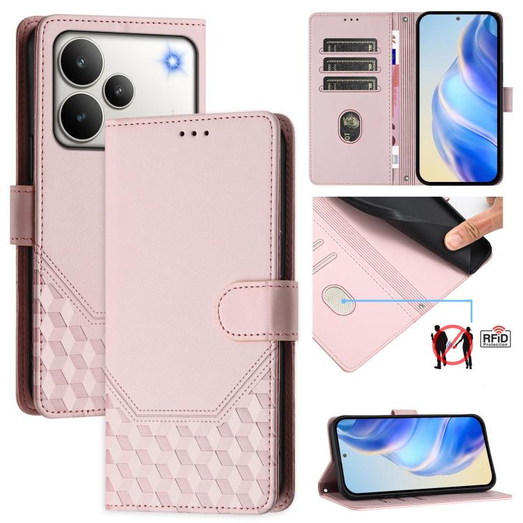 Honeycomb Embossing RFID Leather Phone Case, For Realme P4 5G, For Realme 15T 5G Global, For Realme 15 / 15 Pro 5G Global, For Realme C71 4G Global