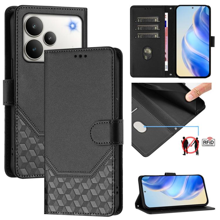 Honeycomb Embossing RFID Leather Phone Case, For Realme P4 5G, For Realme 15T 5G Global, For Realme 15 / 15 Pro 5G Global, For Realme C71 4G Global