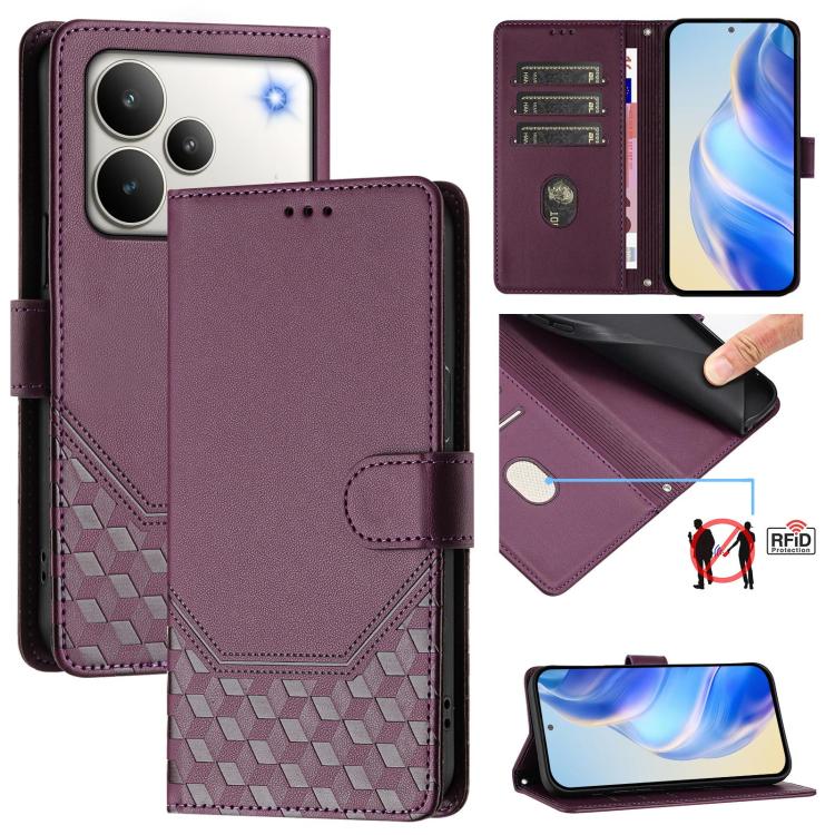Honeycomb Embossing RFID Leather Phone Case, For Realme P4 5G, For Realme 15T 5G Global, For Realme 15 / 15 Pro 5G Global, For Realme C71 4G Global