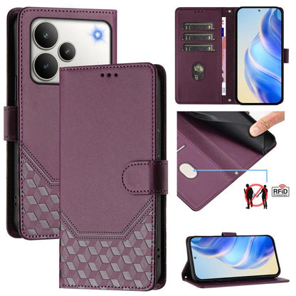 Honeycomb Embossing RFID Leather Phone Case, For Realme P4 5G, For Realme 15T 5G Global, For Realme 15 / 15 Pro 5G Global, For Realme C71 4G Global