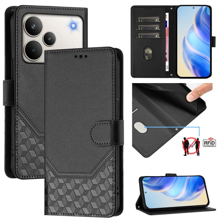 Honeycomb Embossing RFID Leather Phone Case, For Realme 16 Pro 5G Global, For Realme C71 4G India / Note 70 4G, For Realme C85 5G / 15x 5G India, For Realme P4 Pro 5G