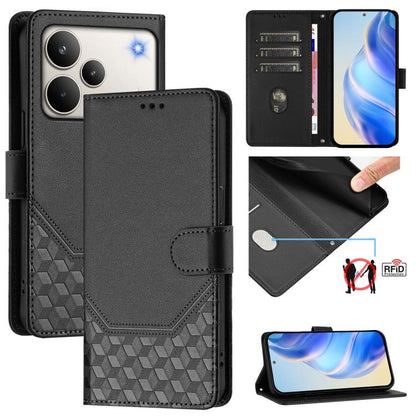 Honeycomb Embossing RFID Leather Phone Case, For Realme 16 Pro 5G Global, For Realme C71 4G India / Note 70 4G, For Realme C85 5G / 15x 5G India, For Realme P4 Pro 5G