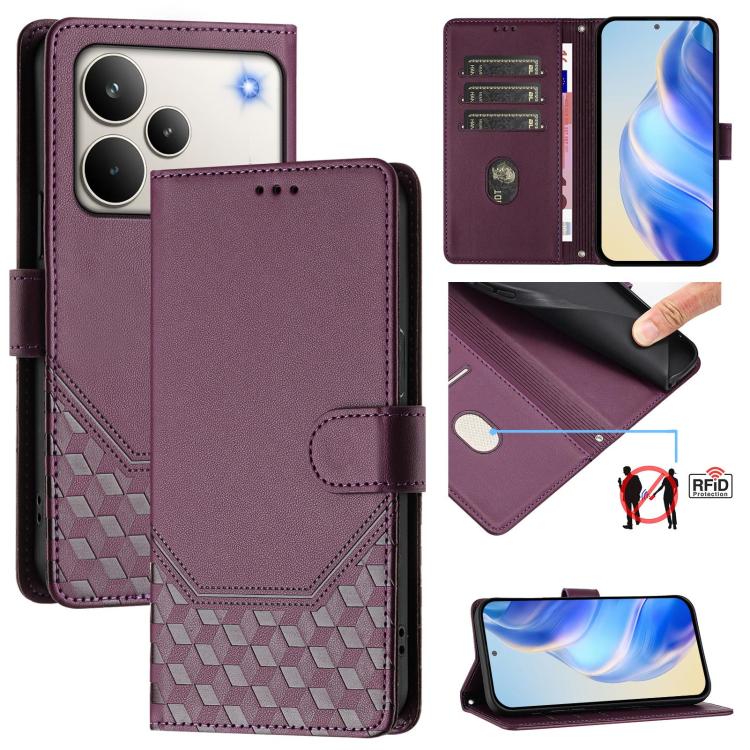 Honeycomb Embossing RFID Leather Phone Case, For Realme 16 Pro 5G Global, For Realme C71 4G India / Note 70 4G, For Realme C85 5G / 15x 5G India, For Realme P4 Pro 5G