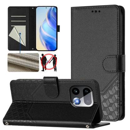 Honeycomb Embossing RFID Leather Phone Case, For Realme Note 80 4G Global, For Realme C83 5G India, For Realme 16 5G Global, For Realme 16 Pro+ 5G Global