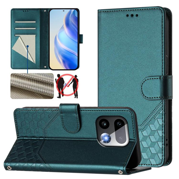 Honeycomb Embossing RFID Leather Phone Case, For Realme Note 80 4G Global, For Realme C83 5G India, For Realme 16 5G Global, For Realme 16 Pro+ 5G Global