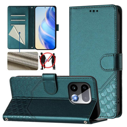 Honeycomb Embossing RFID Leather Phone Case, For Realme Note 80 4G Global, For Realme C83 5G India, For Realme 16 5G Global, For Realme 16 Pro+ 5G Global