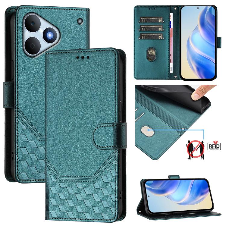 Honeycomb Embossing RFID Leather Phone Case, For Realme Note 80 4G Global, For Realme C83 5G India, For Realme 16 5G Global, For Realme 16 Pro+ 5G Global