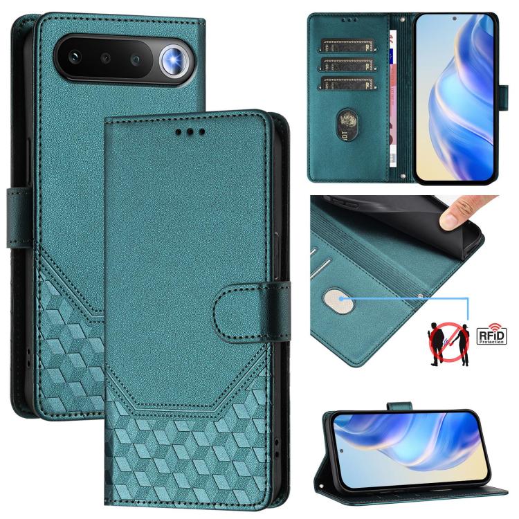 Honeycomb Embossing RFID Leather Phone Case, For Realme Note 80 4G Global, For Realme C83 5G India, For Realme 16 5G Global, For Realme 16 Pro+ 5G Global