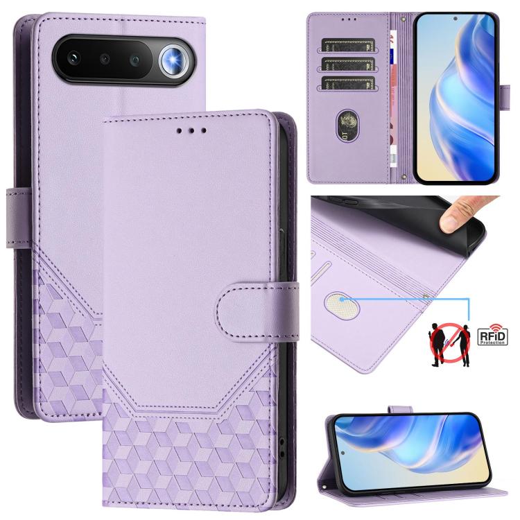 Honeycomb Embossing RFID Leather Phone Case, For Realme Note 80 4G Global, For Realme C83 5G India, For Realme 16 5G Global, For Realme 16 Pro+ 5G Global