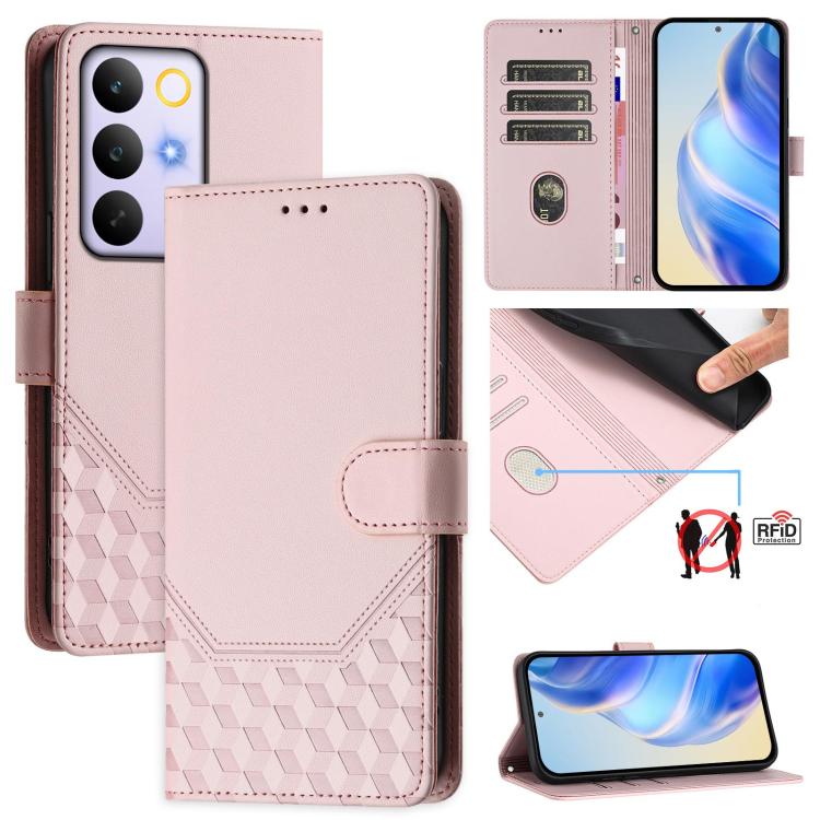 Honeycomb Embossing RFID Leather Phone Case, For Realme Note 80 4G Global, For Realme C83 5G India, For Realme 16 5G Global, For Realme 16 Pro+ 5G Global