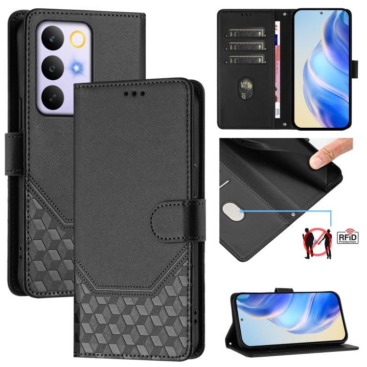 Honeycomb Embossing RFID Leather Phone Case, For Realme Note 80 4G Global, For Realme C83 5G India, For Realme 16 5G Global, For Realme 16 Pro+ 5G Global