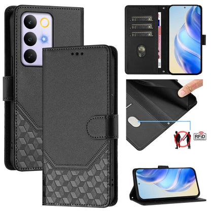 Honeycomb Embossing RFID Leather Phone Case, For Realme Note 80 4G Global, For Realme C83 5G India, For Realme 16 5G Global, For Realme 16 Pro+ 5G Global