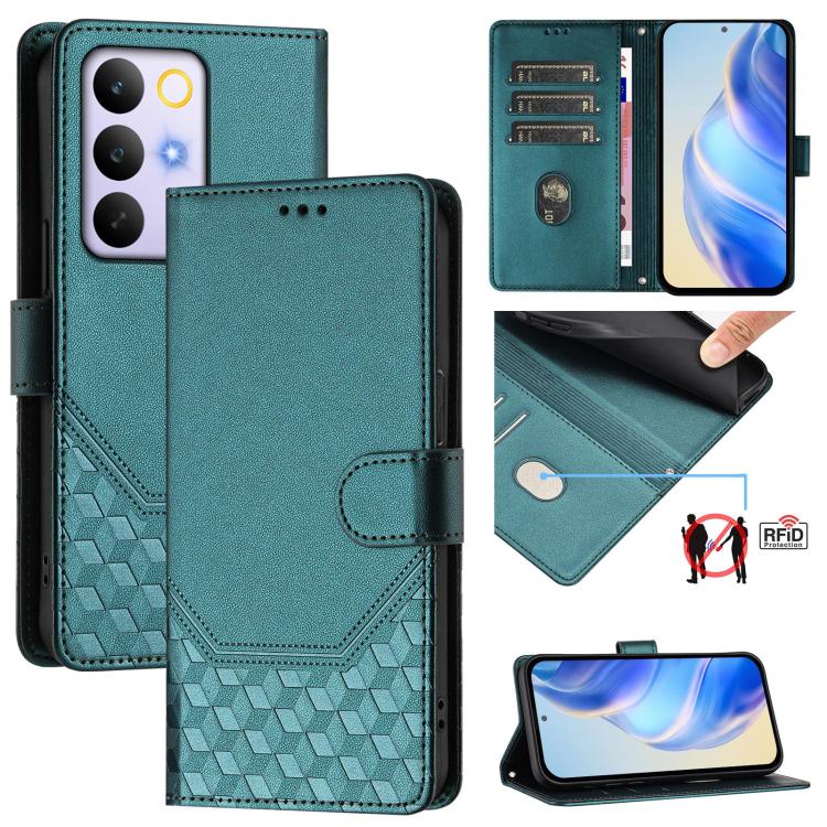 Honeycomb Embossing RFID Leather Phone Case, For Realme Note 80 4G Global, For Realme C83 5G India, For Realme 16 5G Global, For Realme 16 Pro+ 5G Global