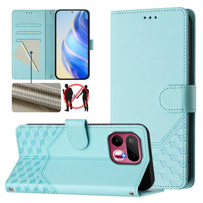 Honeycomb Embossing RFID Leather Phone Case, For Realme P4x 5G / OnePlus Nord CE6 Lite, For Realme 16T 5G Global, For Realme C100 5G, For Realme P4 Power 5G
