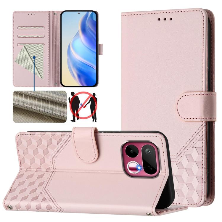 Honeycomb Embossing RFID Leather Phone Case, For Realme P4x 5G / OnePlus Nord CE6 Lite, For Realme 16T 5G Global, For Realme C100 5G, For Realme P4 Power 5G