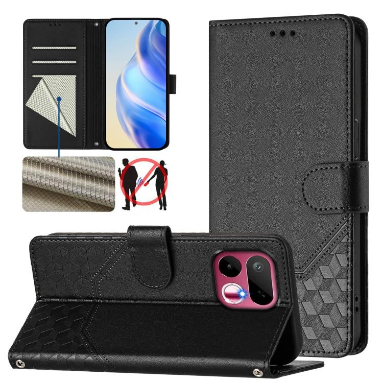 Honeycomb Embossing RFID Leather Phone Case, For Realme P4x 5G / OnePlus Nord CE6 Lite, For Realme 16T 5G Global, For Realme C100 5G, For Realme P4 Power 5G