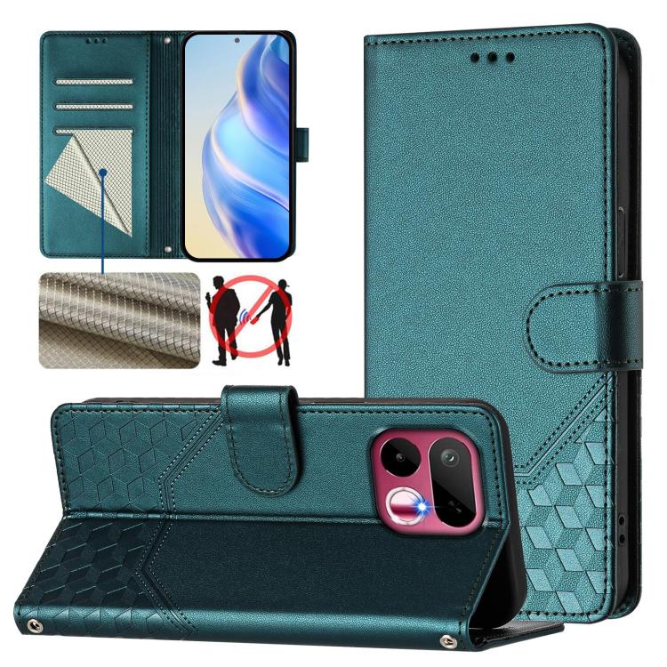 Honeycomb Embossing RFID Leather Phone Case, For Realme P4x 5G / OnePlus Nord CE6 Lite, For Realme 16T 5G Global, For Realme C100 5G, For Realme P4 Power 5G