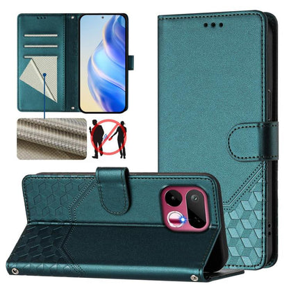 Honeycomb Embossing RFID Leather Phone Case, For Realme P4x 5G / OnePlus Nord CE6 Lite, For Realme 16T 5G Global, For Realme C100 5G, For Realme P4 Power 5G
