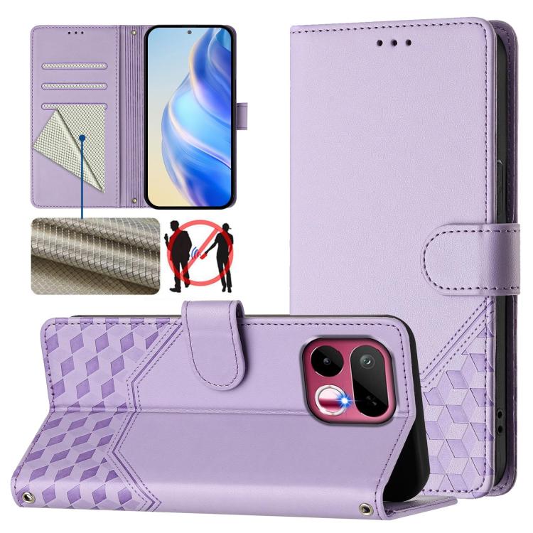 Honeycomb Embossing RFID Leather Phone Case, For Realme P4x 5G / OnePlus Nord CE6 Lite, For Realme 16T 5G Global, For Realme C100 5G, For Realme P4 Power 5G