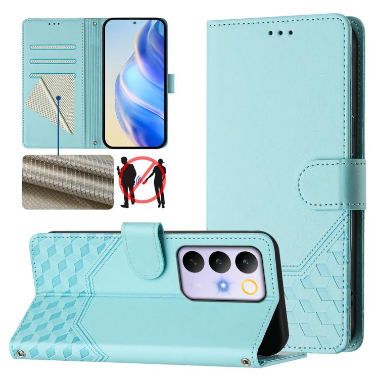 Honeycomb Embossing RFID Leather Phone Case, For Realme P4x 5G / OnePlus Nord CE6 Lite, For Realme 16T 5G Global, For Realme C100 5G, For Realme P4 Power 5G