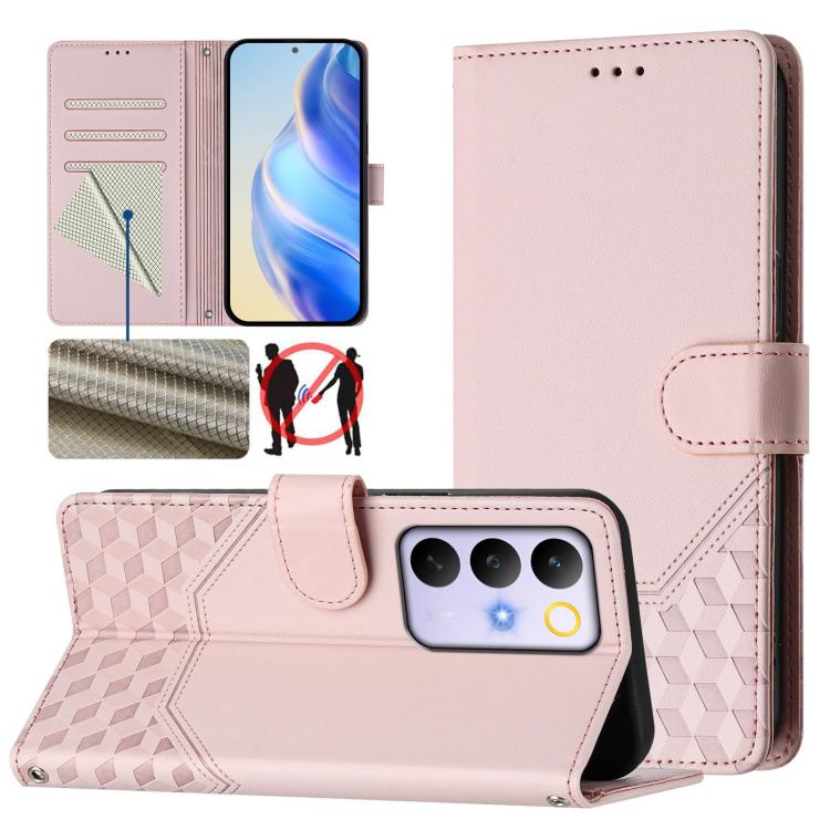 Honeycomb Embossing RFID Leather Phone Case, For Realme P4x 5G / OnePlus Nord CE6 Lite, For Realme 16T 5G Global, For Realme C100 5G, For Realme P4 Power 5G