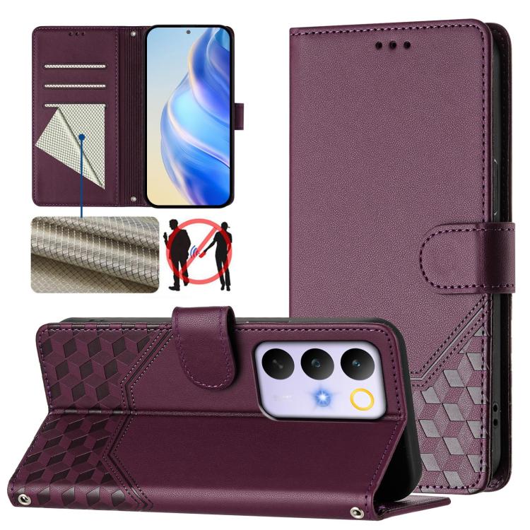 Honeycomb Embossing RFID Leather Phone Case, For Realme P4x 5G / OnePlus Nord CE6 Lite, For Realme 16T 5G Global, For Realme C100 5G, For Realme P4 Power 5G