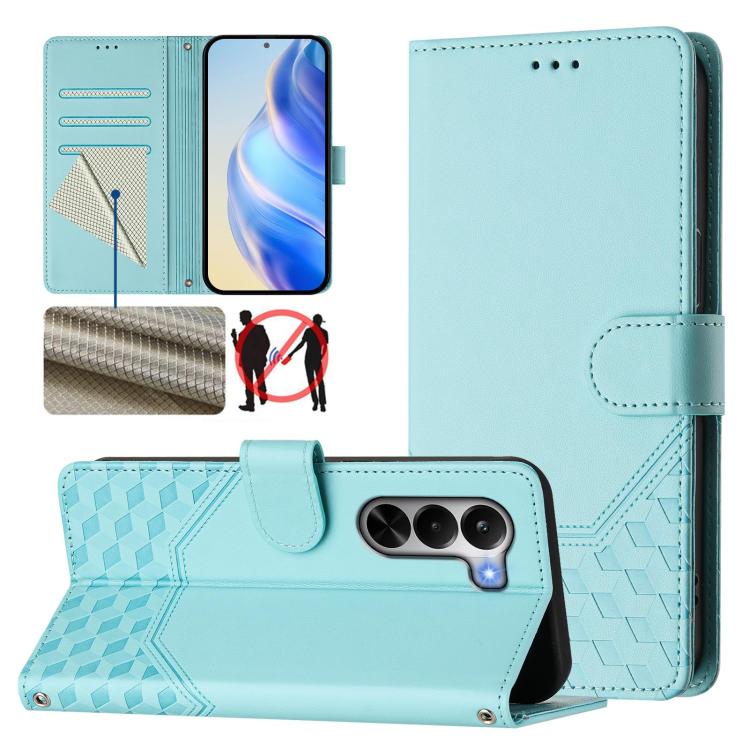 Honeycomb Embossing RFID Leather Phone Case, For Realme P4x 5G / OnePlus Nord CE6 Lite, For Realme 16T 5G Global, For Realme C100 5G, For Realme P4 Power 5G