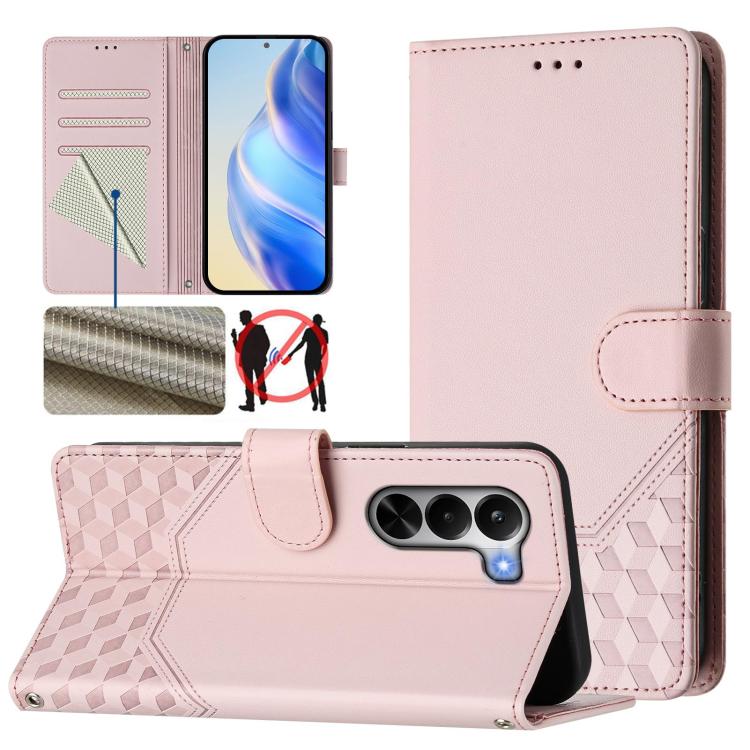 Honeycomb Embossing RFID Leather Phone Case, For Realme P4x 5G / OnePlus Nord CE6 Lite, For Realme 16T 5G Global, For Realme C100 5G, For Realme P4 Power 5G