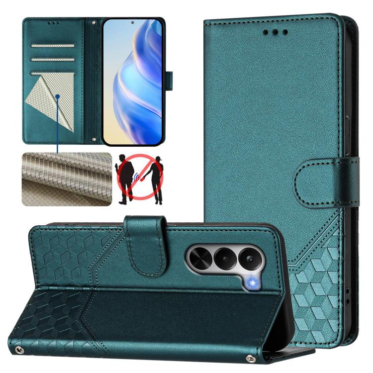 Honeycomb Embossing RFID Leather Phone Case, For Realme P4x 5G / OnePlus Nord CE6 Lite, For Realme 16T 5G Global, For Realme C100 5G, For Realme P4 Power 5G