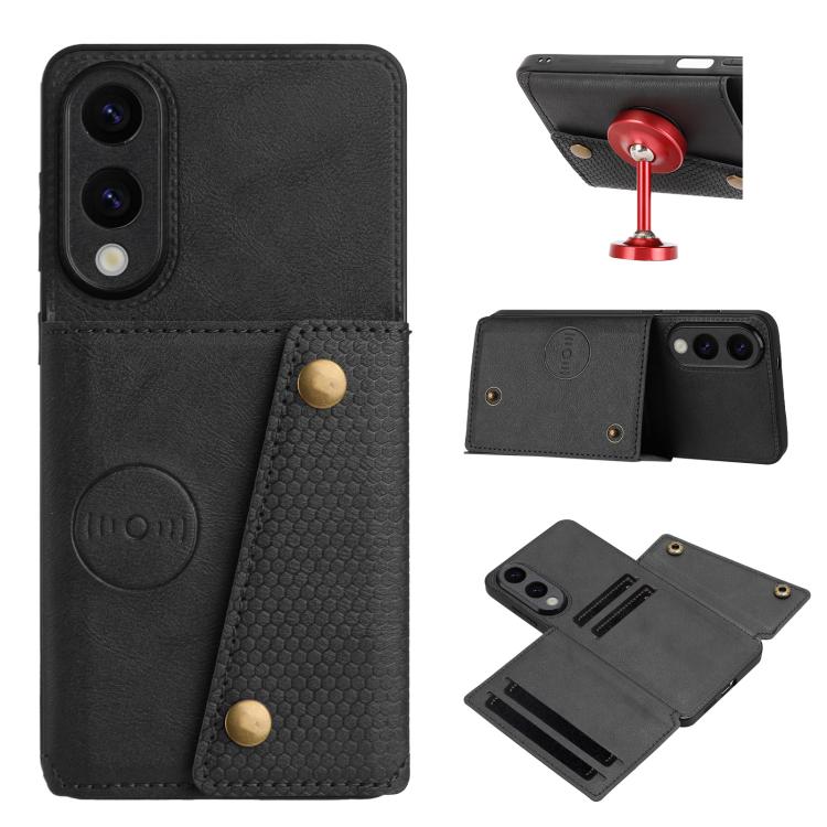 Double Buckle Card Slots Magnetic Phone Case, For Samsung Galaxy S25 FE 5G, For Samsung Galaxy S25 Edge 5G, For Samsung Galaxy S25 5G, For Samsung Galaxy S25+ 5G