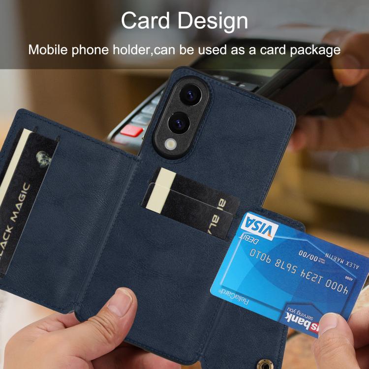 Double Buckle Card Slots Magnetic Phone Case, For Samsung Galaxy S25 Edge 5G, For Samsung Galaxy S25 5G, For Samsung Galaxy S25+ 5G, For Samsung Galaxy S25 Ultra 5G