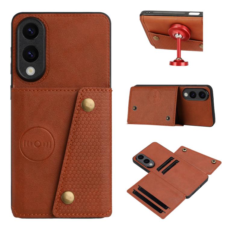 Double Buckle Card Slots Magnetic Phone Case, For Samsung Galaxy S25 Edge 5G, For Samsung Galaxy S25 5G, For Samsung Galaxy S25+ 5G, For Samsung Galaxy S25 Ultra 5G