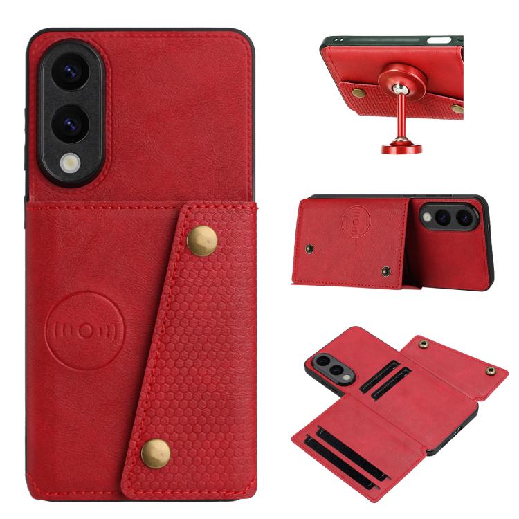 Double Buckle Card Slots Magnetic Phone Case, For Samsung Galaxy S25 Edge 5G, For Samsung Galaxy S25 5G, For Samsung Galaxy S25+ 5G, For Samsung Galaxy S25 Ultra 5G