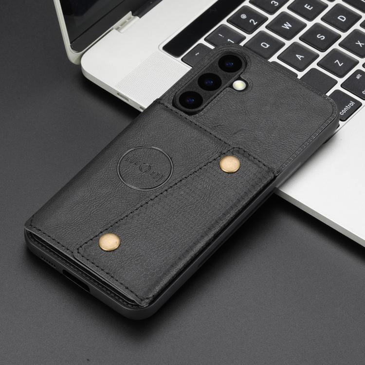 Double Buckle Card Slots Magnetic Phone Case, For Samsung Galaxy S25 FE 5G, For Samsung Galaxy S25 Edge 5G, For Samsung Galaxy S25 5G, For Samsung Galaxy S25+ 5G