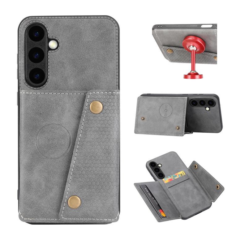 Double Buckle Card Slots Magnetic Phone Case, For Samsung Galaxy S26+ 5G, For Samsung Galaxy S26 Ultra 5G, For Samsung Galaxy S26 5G, For Samsung Galaxy S25 FE 5G