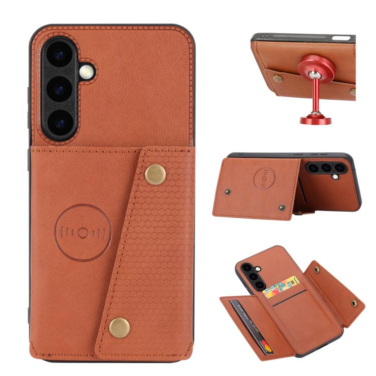 Double Buckle Card Slots Magnetic Phone Case, For Samsung Galaxy S26+ 5G, For Samsung Galaxy S26 Ultra 5G, For Samsung Galaxy S26 5G, For Samsung Galaxy S25 FE 5G