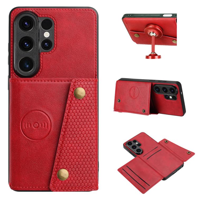 Double Buckle Card Slots Magnetic Phone Case, For Samsung Galaxy S26+ 5G, For Samsung Galaxy S26 Ultra 5G, For Samsung Galaxy S26 5G, For Samsung Galaxy S25 FE 5G