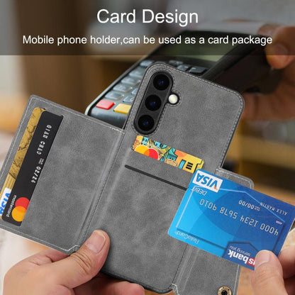 Double Buckle Card Slots Magnetic Phone Case, For Samsung Galaxy S26+ 5G, For Samsung Galaxy S26 Ultra 5G, For Samsung Galaxy S26 5G, For Samsung Galaxy S25 FE 5G