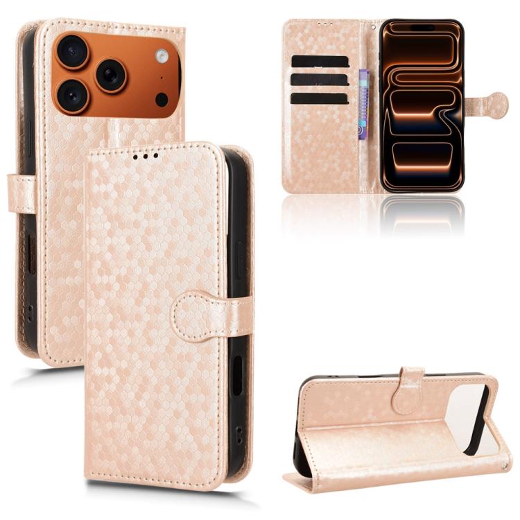 Honeycomb Dot Texture Leather Phone Case, For iPhone 17e / 16e, For iPhone 17 Pro Max, For iPhone 17 Pro, For iPhone 17