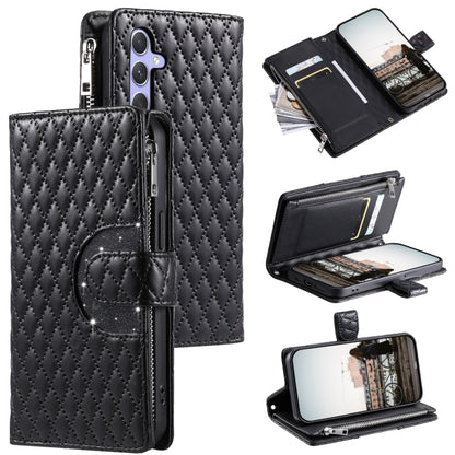 Glitter Lattice Zipper Wallet Leather Phone Case, For Samsung Galaxy S25+ 5G, For Samsung Galaxy S25 Ultra 5G