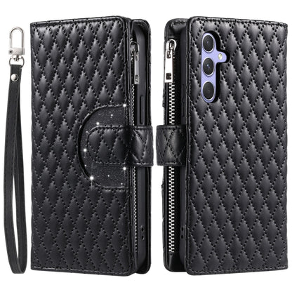 Glitter Lattice Zipper Wallet Leather Phone Case, For Samsung Galaxy S25+ 5G, For Samsung Galaxy S25 Ultra 5G