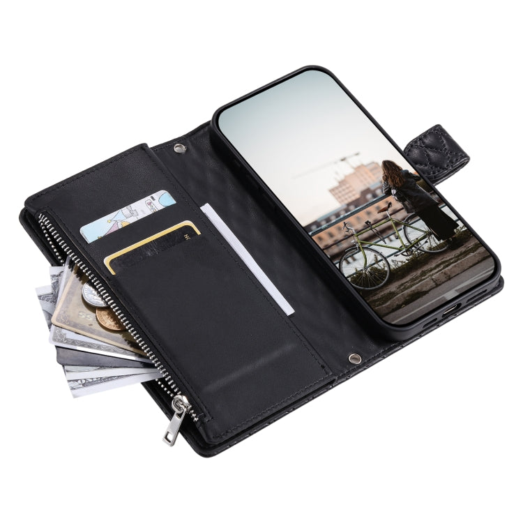 Glitter Lattice Zipper Wallet Leather Phone Case, For Samsung Galaxy S25+ 5G, For Samsung Galaxy S25 Ultra 5G