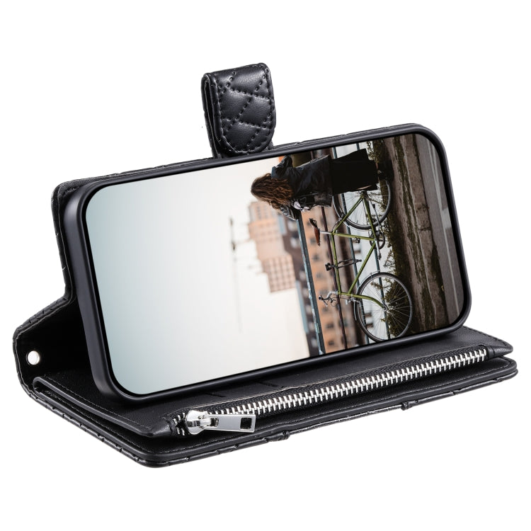 Glitter Lattice Zipper Wallet Leather Phone Case, For Samsung Galaxy S25+ 5G, For Samsung Galaxy S25 Ultra 5G