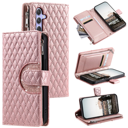 Glitter Lattice Zipper Wallet Leather Phone Case, For Samsung Galaxy S25+ 5G, For Samsung Galaxy S25 Ultra 5G