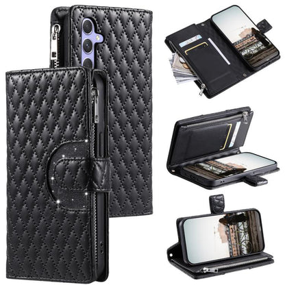 Glitter Lattice Zipper Wallet Leather Phone Case, For Samsung Galaxy S26+ 5G, For Samsung Galaxy S26 Ultra 5G, For Samsung Galaxy S26 5G, For Samsung Galaxy S25 FE 5G, For Samsung Galaxy S25 Edge 5G, For Samsung Galaxy S25 5G